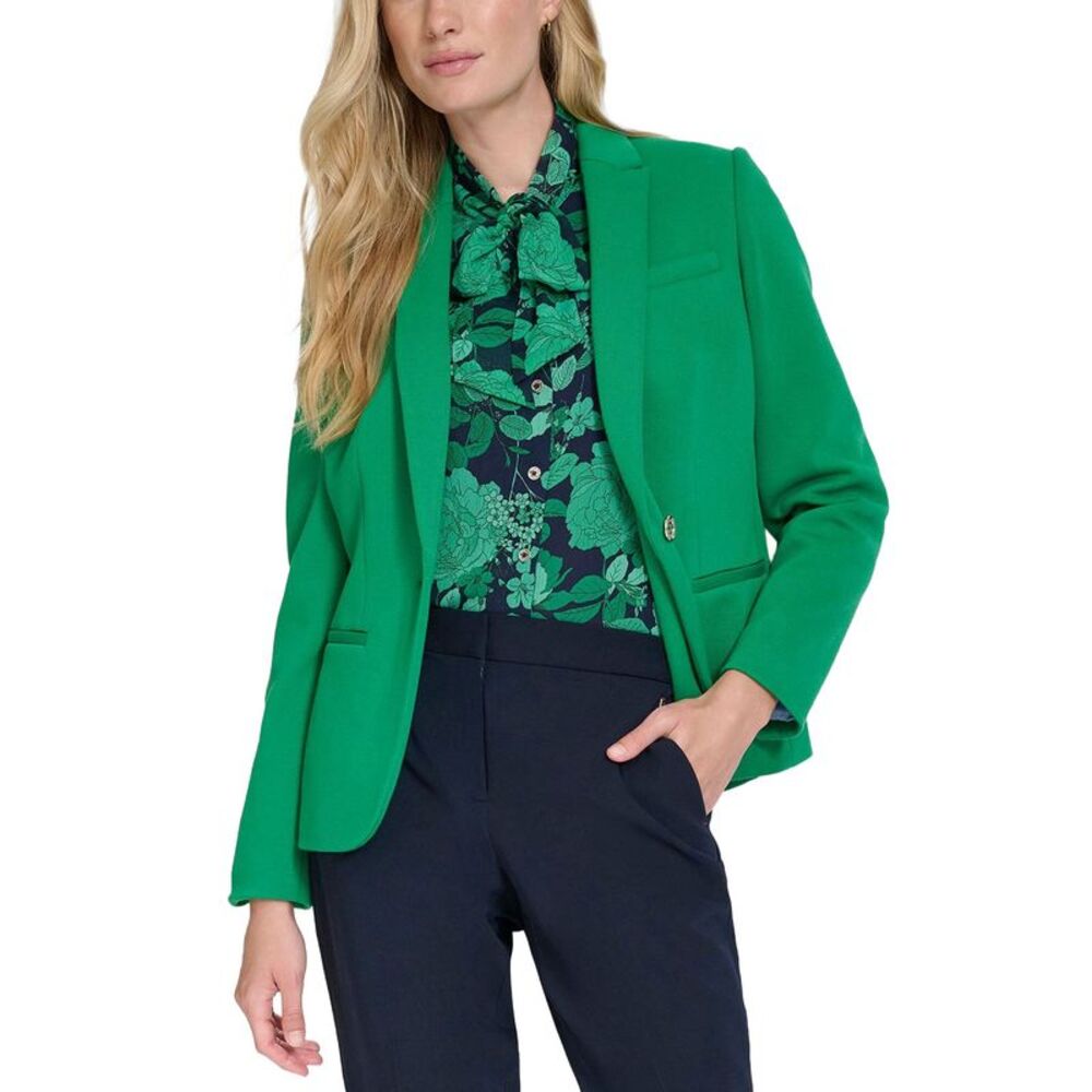 Tommy Hilfiger Womens Scuba Peak-Lapel Long-Sleeve Blazer 0 Jolly Green - NWT